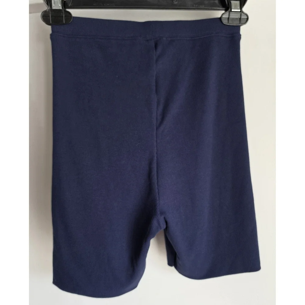NWT White Fox Biker Shorts Women XS Navy Ribbed Casual Athleisure Bike